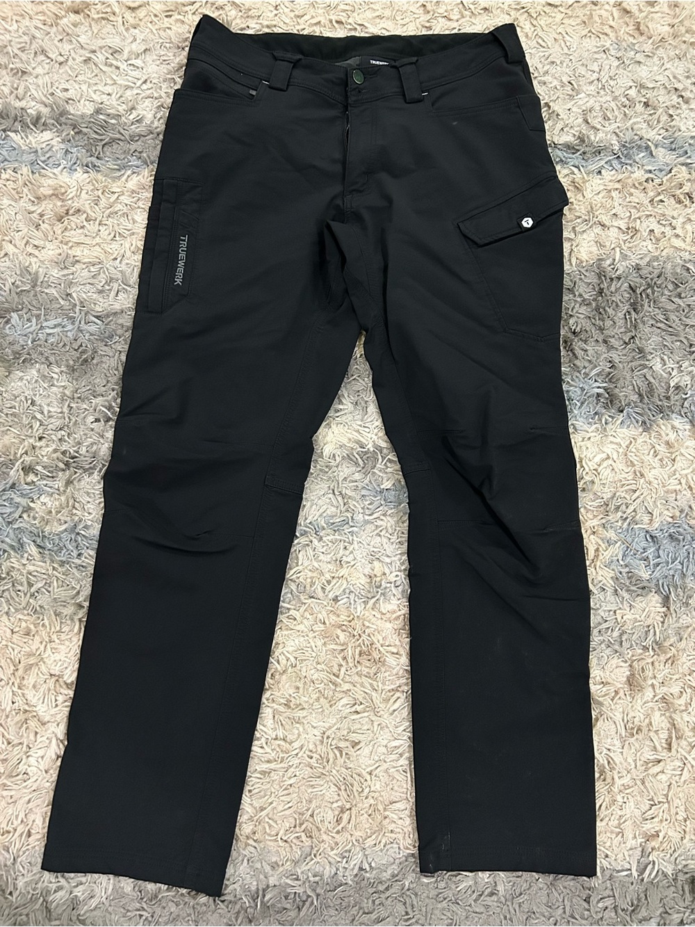 TRUEWERK T2 Men’s Work Pants Black 34x32 Stretch Utility Construction Hiking